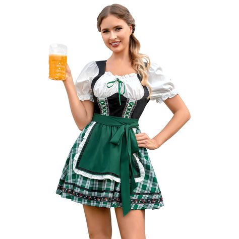 PRICES MAY VARY. Oktoberfest costumes women bavarian dirndl dress for women the dirndl dress is perfect for bavarian oktoberfest, carnival time, theme party, cosplay, halloween party, girl party,etc. Oktoberfest outfits women german dress is classic, cute and vintage style, finished in good workmanship. Dirndl dresses women is not only great for Oktoberfest, but also great for daily wearing or daily gathering. German beer girl costume is made of polyester and spandex fabric, very comfortable to Octoberfest Outfits Diy, October Fest Outfit, German Beer Girl Costume, Oktoberfest Outfit Women, Octoberfest Outfits, Octoberfest Costume, Oktoberfest Costume Women, German Beer Girl, German Dirndl Dress