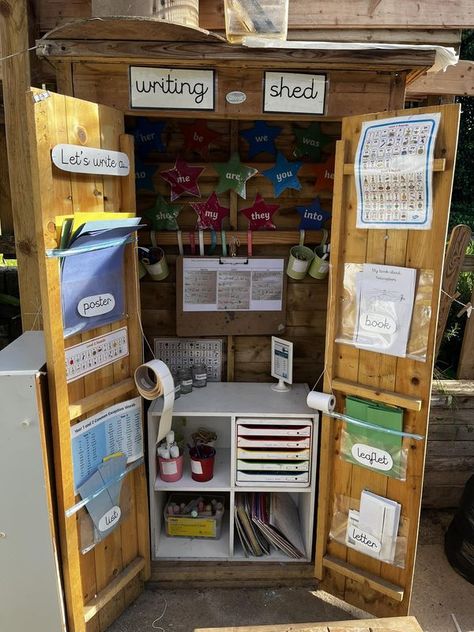 Outdoor Mark Making Area Eyfs, Outdoor Area Ks1, Outdoor Continuous Provision Year 1, Outdoor Provision Ks1, Eyfs Garden Ideas Outdoor Areas, Eyfs Setup, Outdoor Provision Eyfs, Continuous Provision Eyfs, Outdoor Classroom Activities