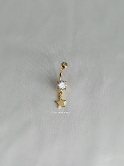 - 14g - 10mm bar - Water resistant - Surgical steel bar - Stainless steel star charm - Will not rust or tarnish Saturn Belly Button Ring, Gold Navel Jewelry, Long Belly Button Piercing, Belly Button Jewelry Dangle, Cute Navel Piercing, Star Belly Button Piercing, Y2k Belly Button Piercing, Summer Belly Button Rings, Belly Button Piercing Gold