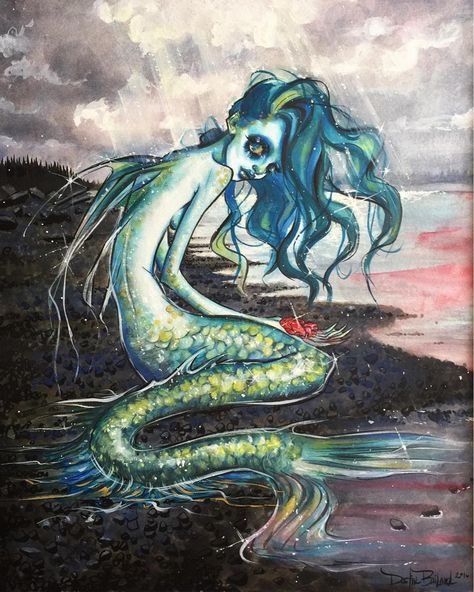 4,072 Likes, 49 Comments - @dustinbailard on Instagram: “"You have my heart," he said. So she did. - 💔Heart Taker. (Sitting on black rock beaches in my etsy…” Manga Mermaid, Zombie Drawings, Fantasy Mermaid, Fantasy Mermaids, Planner Art, Mermaid Drawings, Mermaid Painting, Mermaid Pictures, Vintage Mermaid