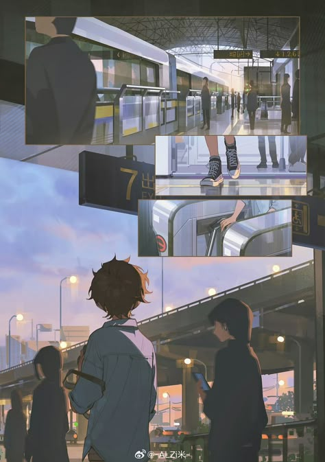 Night Time Drawing, Anime Composition, Classroom Illustration, Webtoon Canvas, Guided Art, Comic Layout, Train Art, Reference Art, Background Art