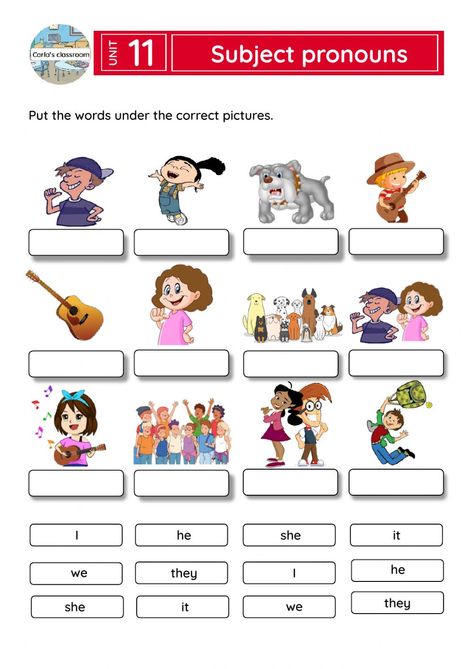 Subject pronouns Interactive worksheet Subject Pronoun Worksheet, Subject Pronouns Worksheet Grade 1, Personal Pronouns For Kids, Subject Worksheet, Subject Pronouns Worksheet, Personal Pronouns Activities, Subjective Pronouns, Pronouns Exercises, Personal Pronoun