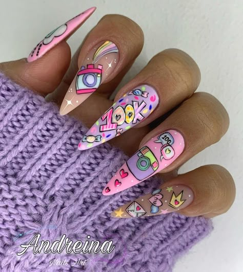 Pop Art Nails, Nails Creative, Nail Courses, Chic Nail Art, Minimal Nails, Nail Looks, Uñas Acrilicas, Art Nails, Funky Nails