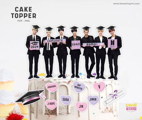 BTS Graduation cake topper, printable digital file 

https://kawaiiraymi.com/products/bts-cake-topper-graduation-congrats-grad-army-digital-file?

#army #congratsgrad #bts #congratulations #grad2024 #armybts #caketopper #graduacionbts Bts Cake Topper, Bts Cake, Birthday Logo, Graduation 2024, Jungkook V, Party Bundles, Bts Rap Monster, Congrats Grad, Kpop Bts