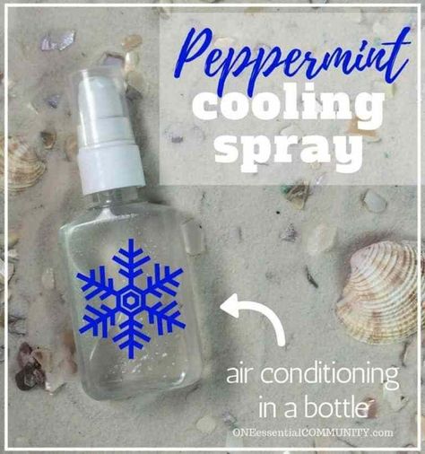 Peppermint Cooling Spray {air conditioning in a bottle} - One Essential Community Summer Life Hacks, Summer Essential Oils, Cooling Spray, Essential Oil Beauty, Diy Essentials, Young Living Oils, Doterra Oils, Diy Essential Oils, Oil Uses