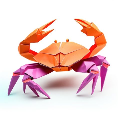 Crab Origami, Crab, Graphic Resources, White Background, Origami, Anime, White