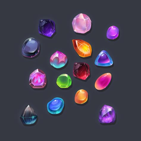 ArtStation - Gems, Jovana Damcevska Crystal Concept Art, Crystal Icon, Stone Game, Game Gem, Gem Drawing, Props Concept, Super Powers Art, Gem Art, 2d Game Art