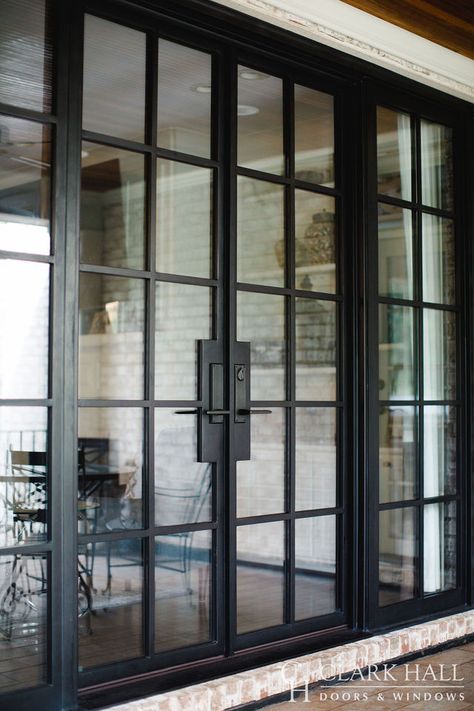 Full View Glass Exterior Door, Balcony Window Ideas French Doors, Window With Door Design, Metal French Doors Exterior, Hall Windows Ideas, Balcony Glass Door Design, Balcony Door Design Modern, Glass Door Design Interiors, French Door Balcony