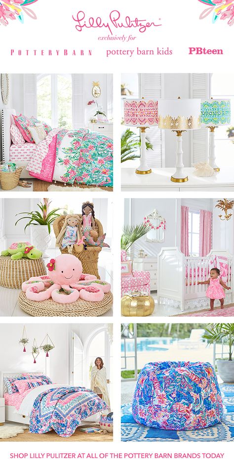 Pottery Barn Lilly Pulitzer Bedroom, Lilly Pulitzer Pottery Barn, Lilly Pulitzer Bedroom Decor, Lilly Pulitzer Wallpaper For Walls, Lilly Pulitzer Crafts, Lilly Pulitzer Inspired Bedroom, Lilly Pulitzer Bedroom Ideas, Lilly Pulitzer Nursery Ideas, Lilly Pulitzer Decor