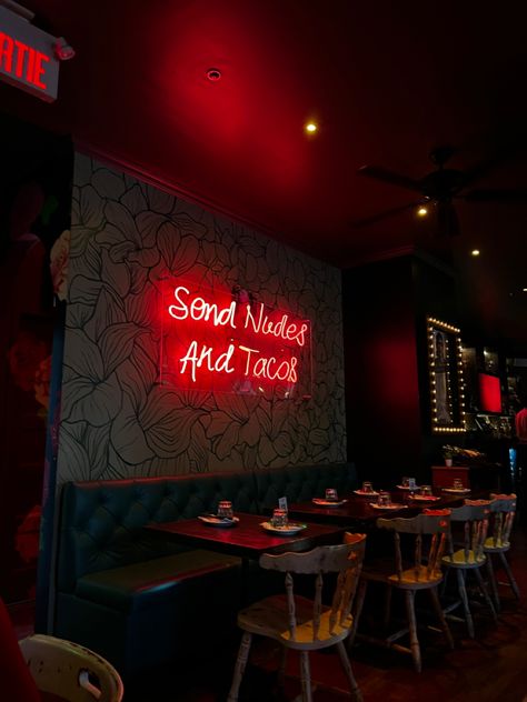 Nightclub Design, Taco Night, Neon Lights, Red Aesthetic, Good Vibes Only, Themed Party, Neon Lighting, Night Club, Mood Boards