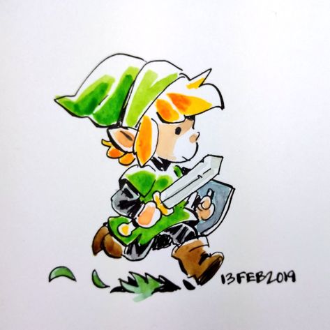 Link Cute, Cute Link, Link Drawing, Anthony Holden, Zelda Drawing, Zelda Tattoo, Link Art, Nintendo Art, Legend Of Zelda Breath