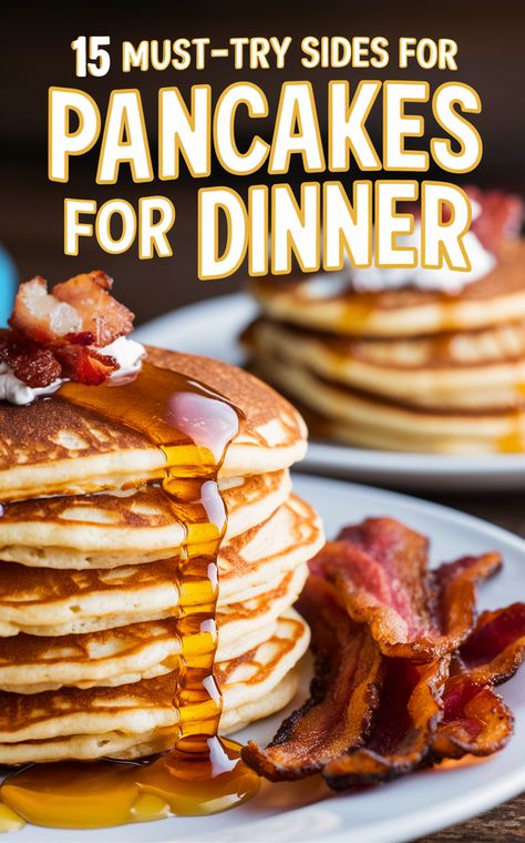 Elevate your pancake dinner with these delicious side dish ideas! 🥞🍴 #PancakeDinner #YummyEats Chicken And Pancakes Dinners, Pancake Supper Ideas, What To Eat With Pancakes, What To Serve With Pancakes, Pancake Dinner Ideas, Pancake Sides, Pancake Dinner, Pecan Pancakes, Side Dish Ideas