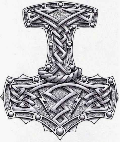 Nordic Knotwork Tattoo, Thors Hammer Hand Tattoo, Thor Hammer Tattoo Design, Thors Hammer Drawing, Mjolnir Tattoo Design, Odin Tattoo Design, Thors Hammer Tattoo, Thor Drawing, Thor Hammer Tattoo