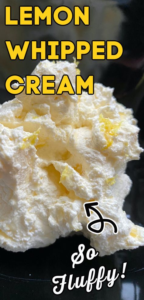 Lemon Whipped Cream, a very quick and easy recipe using fresh whipped cream to give you a sweet and tangy lemon flavour. Great with cakes or in a trifle Recipe Using Lemons, Lemon Whipped Cream, Dessert Cravings, Easy Lemon Curd, Flavored Whipped Cream, Fresh Whipped Cream, Moist Lemon Cake, Lemon Curd Recipe, Whipped Cream Frosting