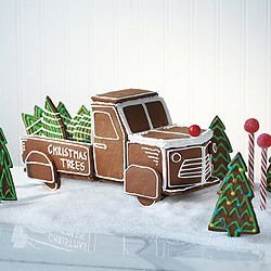 Gingerbread project: Vintage Gingerbread Truck and Trees - Canadian Living Gingerbread Truck, Vintage Gingerbread, Christmas Gingerbread Houses, Gingerbread House Parties, Gingerbread Creations, Gingerbread Theme, Christmas Tree Lots, Gingerbread House Designs, All Things Gingerbread