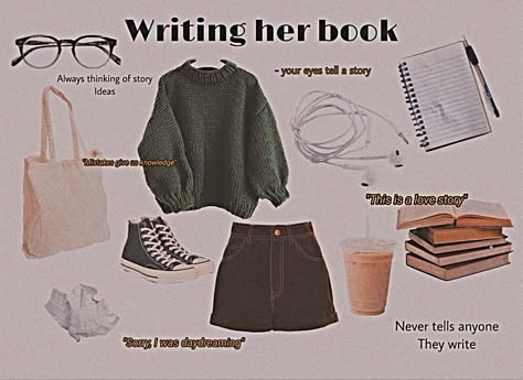 Books Aesthetic Outfits, Writers Aesthetic Outfit, Writer Clothes Aesthetic, Library Outfits Aesthetic Summer, Book Nerd Outfit Aesthetic, Poetry Aesthetic Outfits, Summer Writer Aesthetic, Bookshop Aesthetic Outfit, Writer Outfits Style