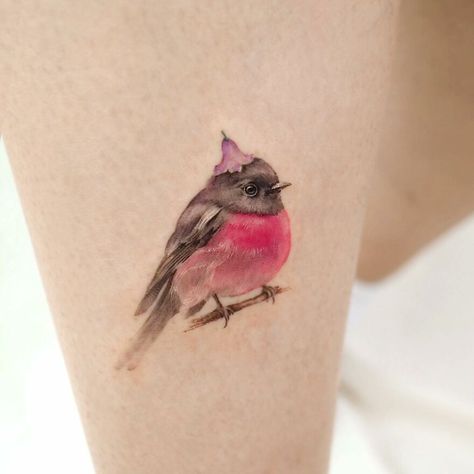 Robin Bird Tattoos, Robin Tattoo, Pink Robin, Violet Tattoo, Bird Tattoos For Women, Famous Tattoo Artists, Famous Painters, Tattoos To Cover Scars, Bird Tattoos