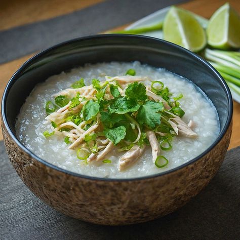 Vietnamese Chao Ga (Chicken Congee) Recipe - Instacart Chicken Congee Recipe, Chao Ga, Chinese Sticky Rice, Chicken Congee, Congee Recipe, Dried Scallops, Small Dishes, Rice Porridge, Duck Eggs