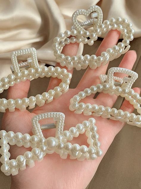 Alloy Headwear | ACC | Hats & Headwear | anniecloth Pearl Clips, Hair Clamps, Big Pearl, Heart Hair, Pearl Hair Clip, Hair Claws, Fashion Hair Accessories, Pearl Hair, Metallic Hair