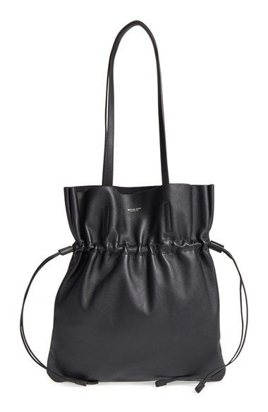 Michael Kors 'Medium Salina' Drawstring Leather Shoulder Bag 60s Handbags, Purses Black, Mango Bags, Leather Drawstring Bags, Statement Handbag, Italian Bags, Womens Designer Handbags, Leather Man, Bags Black