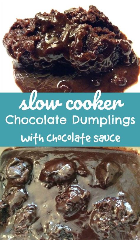 Chocolate Dumplings Recipes, Crockpot Treats, Chocolate Dumplings, Dessert Dumplings, Chocolate Dump, Slow Cooker Cake, Crockpot Dessert, Crockpot Cake, Chocolate Dump Cake