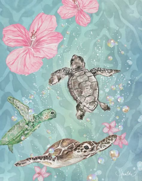 Turtle Wallpaper Aesthetic, Summer Wallpaper Phone, Turtle Wallpaper, Cute Home Screen Wallpaper, Cute Wallpapers For Ipad, Cute Home Screens, Cute Summer Wallpapers, Sassy Wallpaper, Turtle Painting