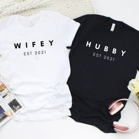 Boyfriend Girlfriend Outfits, Hubby Wifey Shirts, Cute Couple Shirts, Couple T Shirts, Married Shirt, Matching Hoodies, Honeymoon Shirts, Valentine Day Gift, Bridal Party Shirts