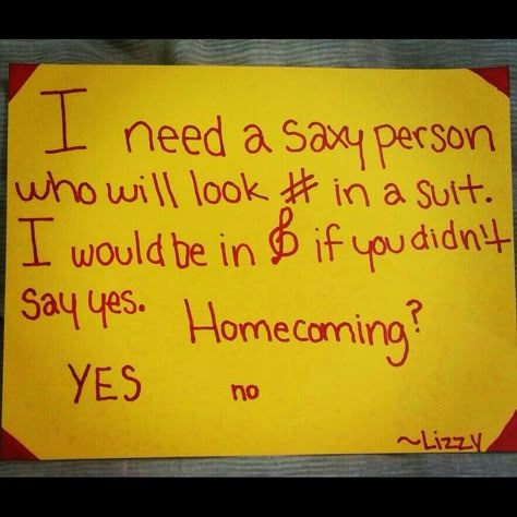 Asked my date who plays the saxophone to homecoming like this. Marching band will you go to homecoming with me 😁 Homecoming Dance Ideas, Sadie Hawkins Proposals, Sadies Proposal, Prom Invites, School Dance Ideas, Prom Posters, Dance Proposals, Cute Homecoming Proposals, Promposal Ideas