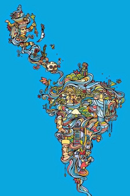 Cultura Muisca – Sus Dioses | Tarde Croaste Latin America Map, Latin American Art, America Map, Shirt Art, Illustrated Map, Mexican Art, Top 50, Latin America, Anthropology