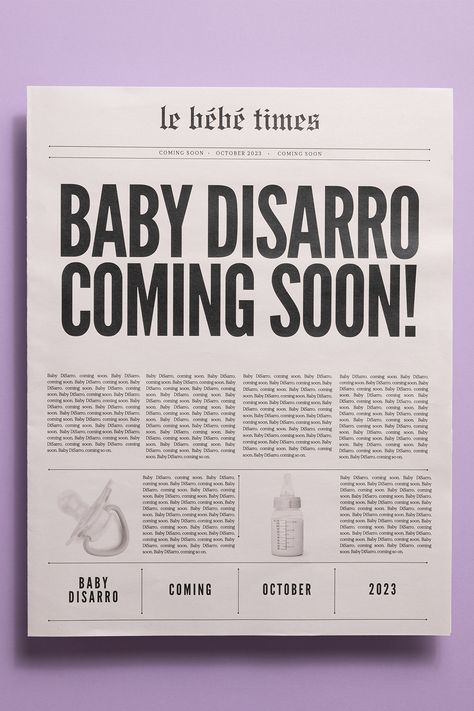 Canva Announcement Design, Newspaper Template Free Printable, Newspaper Baby Announcement, Newspaper Pregnancy Announcement, Baby Shower Playlist, Custom Newspaper, Pregnancy Aesthetic, 3rd Baby Announcement, Newspaper Aesthetic