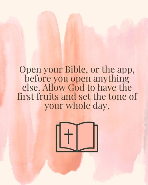 Gotta give your first moment to God every morning! 🙌🏼 ❓Do you read a paper Bible or use the app?? Tell me in the comments. I use the app in the morning, to make sure He gets my first fruits. Usually my phone is already in my hand from my alarm, and so it’s an easy skip over to the Word (instead of the World). There’s no set time frame, or set number of verses, no pressure! Once I stopped going to social media (or anything else) before my Bible or prayer, my whole world and perspective... Bible Before Phone, My Bible, One Moment, My Phone, In The Morning, Tell Me, Verses, Bible, Social Media