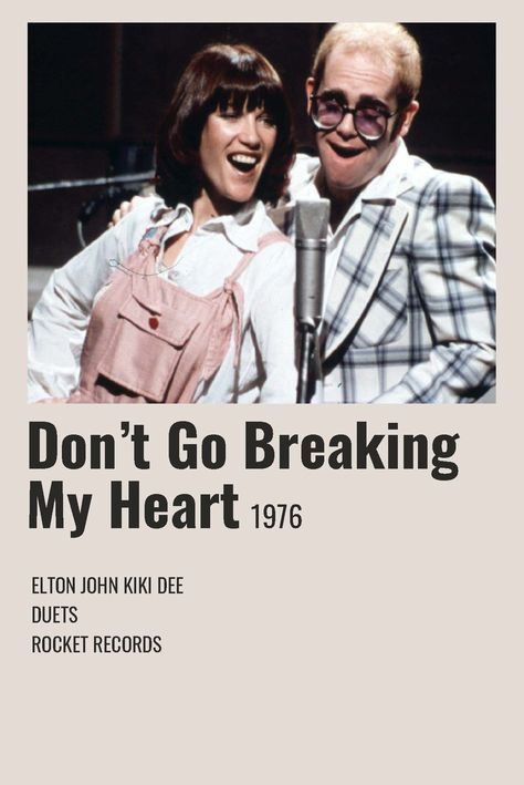 Elton John And Kiki Dee, Elton John Poster, Birthday Playlist, Kiki Dee, Elton John Lyrics, Elton John Songs, Music Obsession, Breaking My Heart, Polaroid Posters