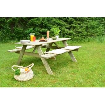 Dakota Fields Sol 72 Outdoor Wooden Picnic Bench & Reviews | Wayfair.co.uk Picnic Essentials, Garden Picnic, Picnic Bench, Bench Set, Pic Nic, Bench Designs, Outside Living, Patio Spaces, Wooden Garden