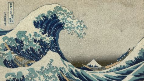 Waves Cartoon, Computer Wallpaper Hd, Ocean Wave Painting, Wallpaper Notebook, Wave Illustration, Desktop Wallpaper Art, The Great Wave, Waves Wallpaper, Great Wave Off Kanagawa