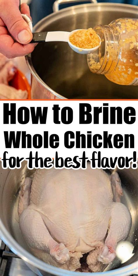 This easy garlic whole chicken brine makes your meat so flavorful and tender! Soak overnight or for a few hours to enhance flavors. Chicken Thigh Brine Recipe, Whole Chicken Brine, Garlic Whole Chicken, Best Chicken Brine, Quick Chicken Brine, Brine Whole Chicken, Simple Chicken Brine, Chicken Brine, Basic Brine