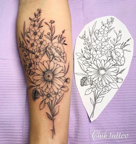 Vogel Tattoo, Wildflower Tattoo, Flower Tattoo Shoulder, Floral Tattoo Sleeve, Forearm Tattoo Women, Flower Tattoo Sleeve, Sunflower Tattoos, Floral Tattoo Design, Arm Tattoos For Women