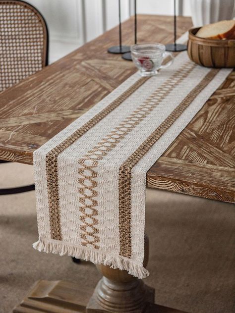 Buy SEARIPE Macrame Table Runners with Tassels, Cotton Linen Boho Table Runner for Wedding Bridal Shower Kitchen Dining Home Decor 12"x71" at Walmart.com Mediterranean Bungalow, Modern Mexican Decor, Bohemian Dorm, Boho Tablecloth, Burlap Runner, Green Table Runner, Boho Table Runner, Rustic Table Runners, Macrame Table