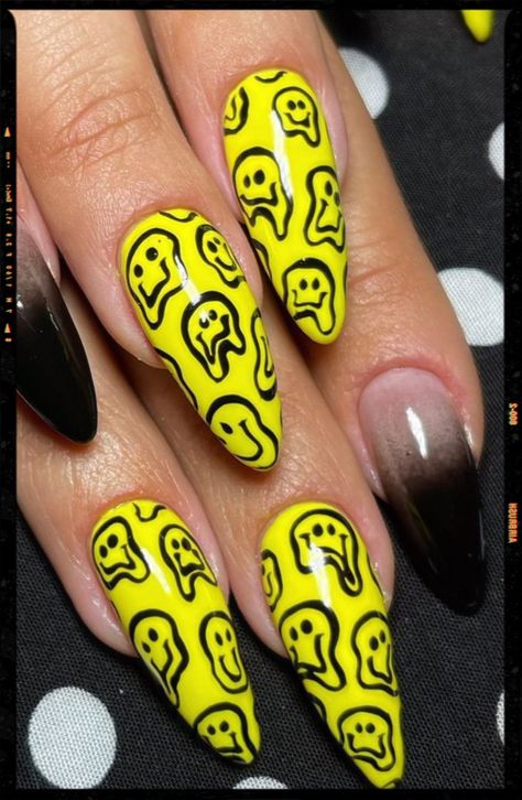 Pics edited by AirBrush App. Filter: Color +ult-3• nail inspiration #airbrush #retouch #photoeditor #filter #airbrushmakeup #airbrushart #airbrushfilter #nails #smile #nailart #yellow Melted Smiley Face Nails, Scenecore Nails, Smile Nails, Indie Nails, App Filter, Airbrush App, Airbrush Art, Airbrush Makeup, Aesthetic Ideas