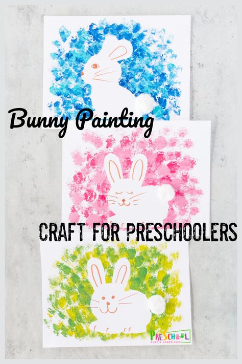 This Bunny Craft is perfect for Easter, spring or during any animal unit. This bunny painting for preschoolers is simple enough for toddler, preschool, pre-k, and kindergarten, but fun enough for even teens! Simply print pdf file with bunny printable and you are ready to  create a cute bunny craft for preschoolers. Easter Math Activities, Painting Crafts For Kids, Easter Religious Crafts, Bunny Activities, Bunny Ideas, Playdoh Mats, Craft For Preschoolers, Activity For Preschoolers, Preschool Play