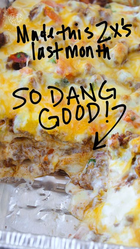 Taco Lasagne, Taco Lasagna Recipe, Baked Tacos Recipe, Taco Lasagna, Smart School House, Smart School, Best Casseroles, Taco Bar, School House