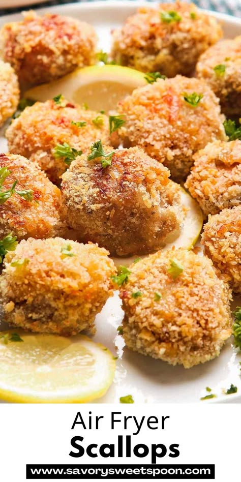 Air Fryer Scallops, Best Scallop Recipe, Scallop Appetizer, Baked Scallops, Fish Dinner Recipes, Kid Friendly Snack, Air Fry Recipes, Air Fryer Recipes Chicken, Scallop Recipes