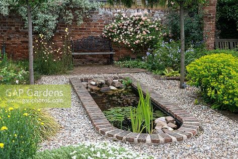 Brick Pond, Pond Edging, Garden Sitting Areas, Taman Air, Brick Path, Hgtv Garden, Meditation Garden, Fountain Feature, Walled Garden