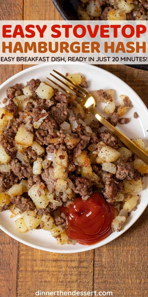 Eggs Ground Beef, Hamburger Meat Hashbrown Recipes, Hamburger And Fried Potatoes, Hamburger And Eggs Breakfast, Hamburger Meat Recipes Easy Skillet, Simple Hamburger Meals, Easy 1lb Hamburger Recipes, Easy Dinner Ideas For Hamburger Meat, Meal Ideas With Ground Beef And Potatoes