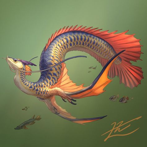 山村れぇ/Le Yamamura on Instagram: “Arowana Dragon #arowana #dragon #fantasyart #imaginaryanimals #fantasycreature #drawing #gomalemo_work” Mythical Fish Creatures, Fantasy Creature Ideas, Dragon Design Ideas, Cute Creature Concept Art, Fantasy Creature Concept Art, Fish Concept Art, Original Creatures, Creature Design Concept, Swamp Dragon