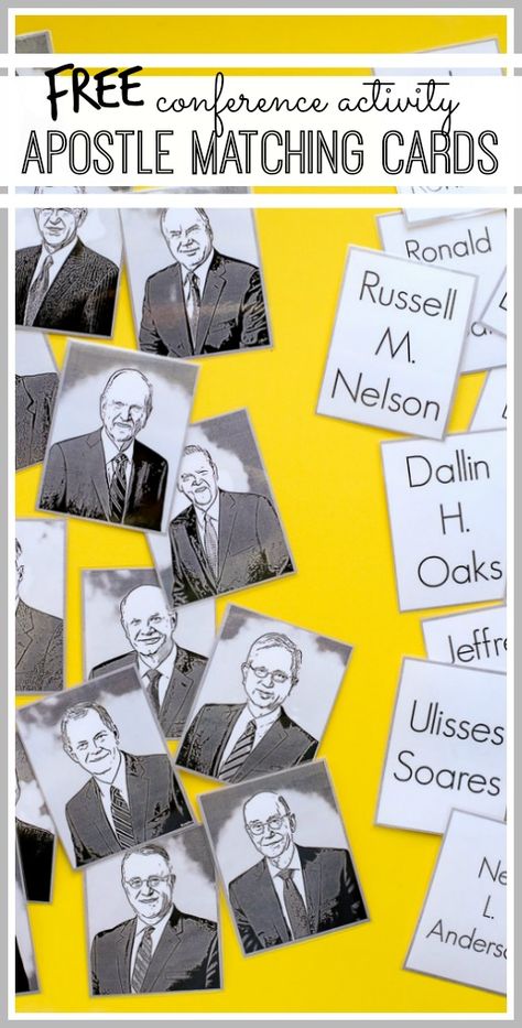 LDS Prophet and Apostles Matching Cards, Conference Game Lds Conference Activities, Family Home Evening Games, Lds Printables Free, Family History Printables, Lds Handouts, Lds Apostles, Crafts To Make And Sell Unique, General Conference Activities, Lds Conference