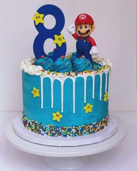 Small Mario Cake, Super Mario Bros Party Ideas Cake, Super Mario Bros Cake Ideas, Simple Mario Cake, Supermario Cakes, Mario Birthday Party Cake, Mario And Luigi Cake, Mario Cake Ideas, Cake Super Mario