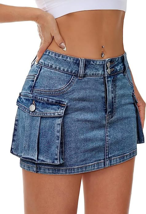 Cargo Skirt Mini, Denim Cargo Skirt, Denim Cargo, Cargo Skirt, Skirt Mini, Jean Skirt, Low Waist, Denim Skirt, Mini Skirt