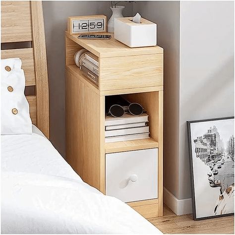 17 Most Creative Guest Bedroom Ideas to Impress Guests - By Kimberly Faye Slim Bedside Table, Tall Bedside Table, Bedside Table Modern, Narrow Bedside, Narrow Bedside Table, Narrow Nightstand, Bedroom Nightstands, Simple Bedside Tables, Bedside Table Design