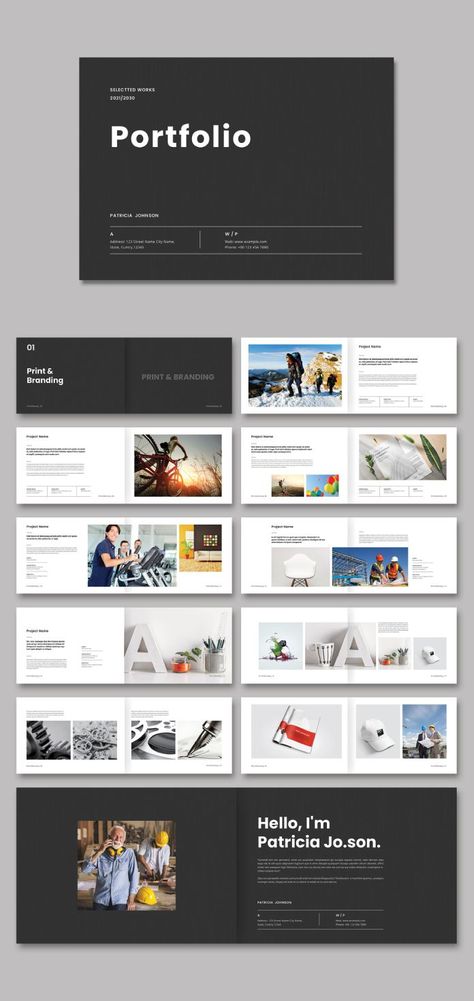 Minimal Portfolio Template by PixWork Project Overview Design, Portfolio Design Minimalist, Unique Portfolio Design, Minimalist Graphic Design Portfolio, Minimalist Portfolio Design, Minimal Portfolio Design, Portfolio Black And White, Minimalistic Portfolio, Portfolio Layout Template