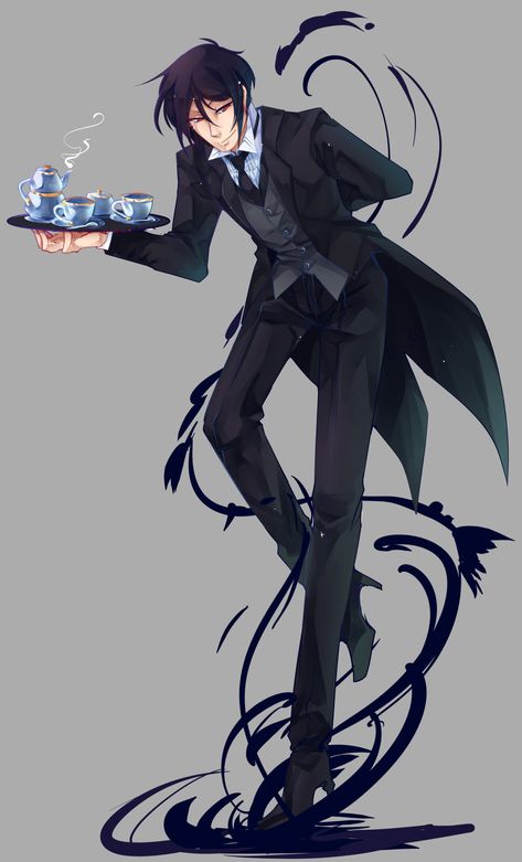 Butler Oc Male, Fantasy Butler, Butler Character Design, Butler Pose, Sebastian Michaelis Fan Art, Sebastian Michaelis Fanart, Wizard Pose, Butler Drawing, Butler Oc